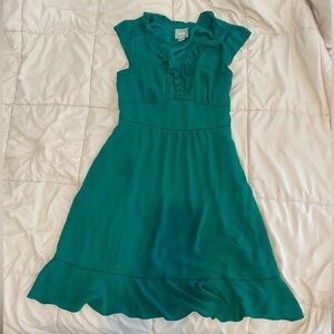 Anthropologie Maeve Green Frill Dress